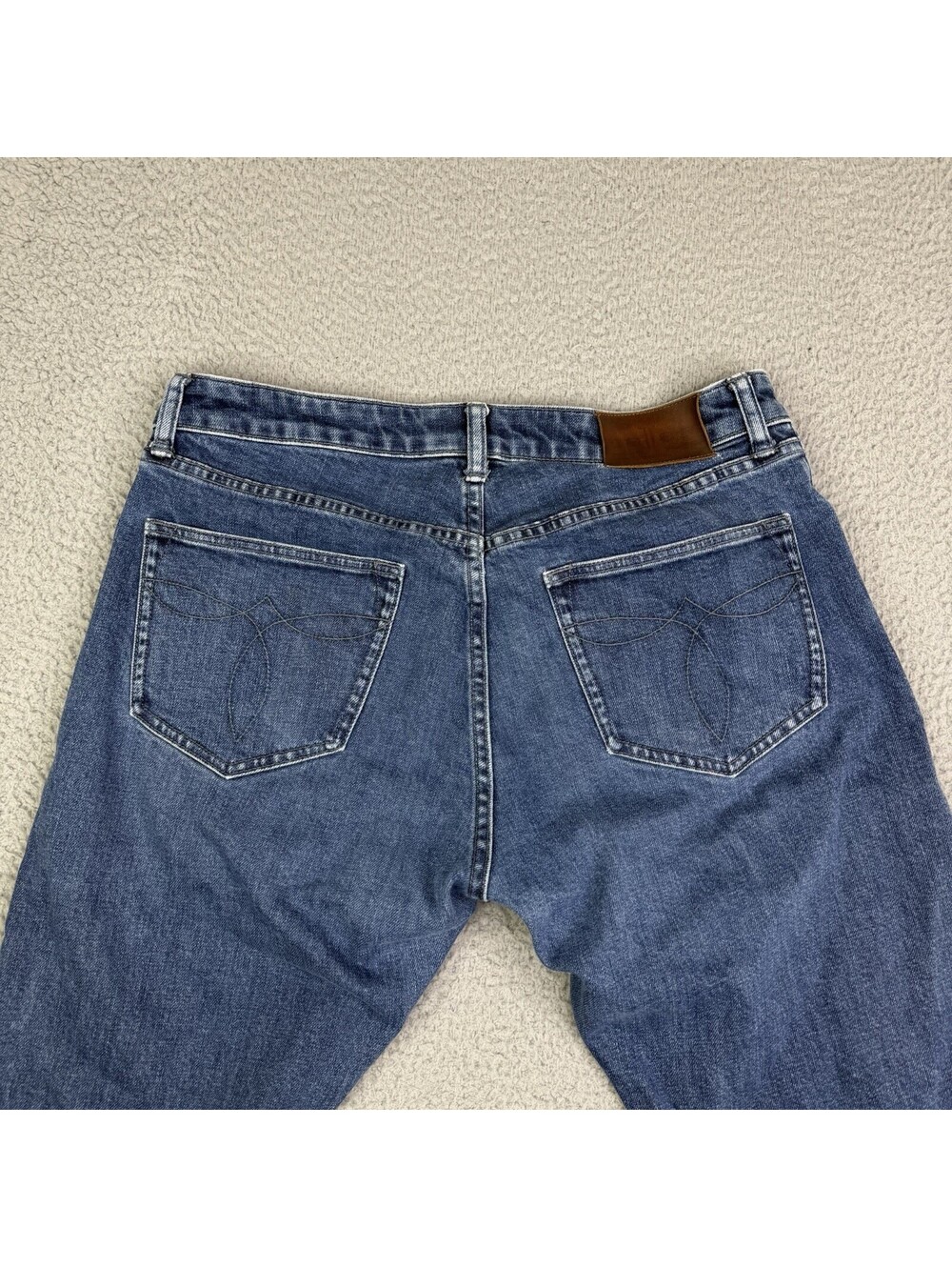 Lucchese Men's Jesse Slim Straight Washed Blue Jeans 32W X 32L Italy Fabric $325 - Picture 12 of 13